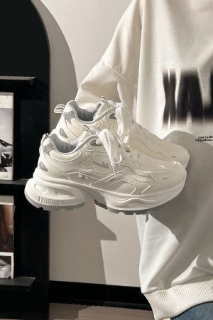 Breathable Mesh Dad Sneakers for Women and Men - Versatile 2025 Summer Sports Shoes in White