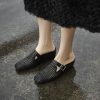 Breathable Open-Toe Woven Mule Shoes with Belt Buckle - Italian Vacation Style Outdoor Slippers for Women