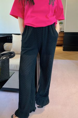 Breathable Plus Size Ruffled Edge Sun Protection Pants for Women - Summer 2025 Loose Thin Casual Style