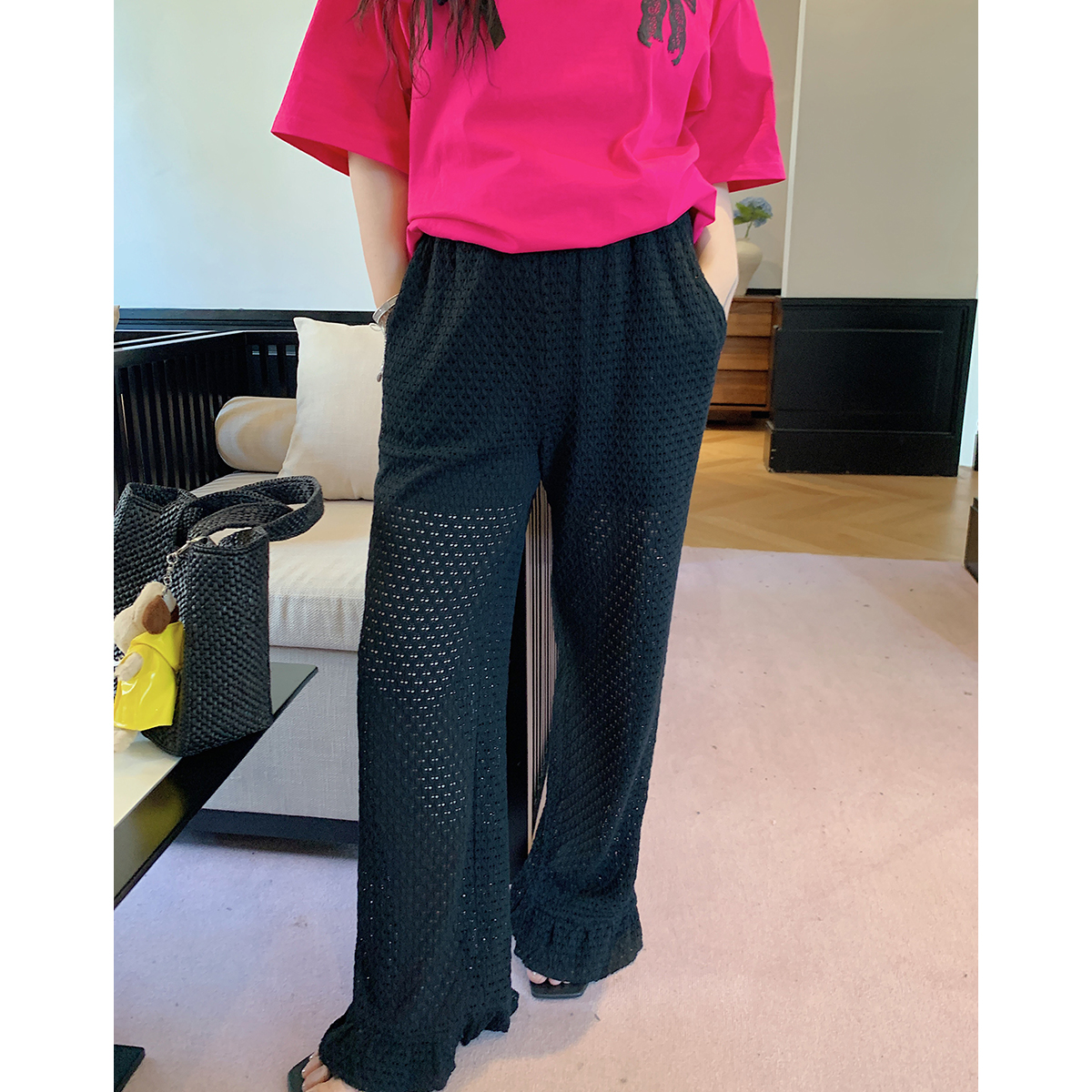 Breathable Plus Size Ruffled Edge Sun Protection Pants for Women - Summer 2025 Loose Thin Casual Style Breathable Plus Size Ruffled Edge Sun Protection Pants for Women - Summer 2025 Loose Thin Casual Style