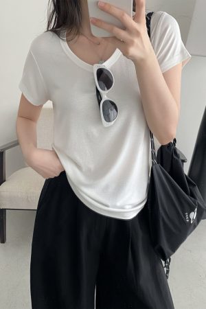 Breathable Sun Grapefruit T-Shirt in Cool Colors - Relaxed Fit, Round Neck, Short Sleeve, Women's Summer Minimalist Style