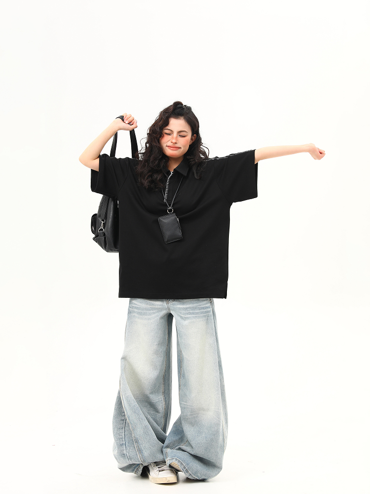 Bright Line Camo Design Retro Short Sleeve T-Shirt, Unisex Polo Collar, Heavyweight Style, 90s American Fashion Bright Line Camo Design Retro Short Sleeve T-Shirt, Unisex Polo Collar, Heavyweight Style, 90s American Fashion