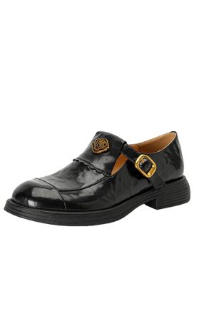 Brown Genuine Leather Camellia Flat Loafers for Women - 2025 British Style Summer Shoes