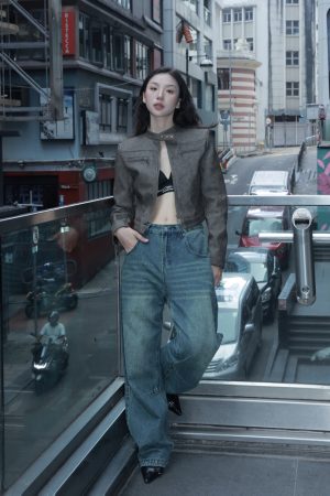 Brown Leather Motorcycle Jacket for Women â€“ Sexy Slim Fit, American Retro Style, Autumn Trend, Short Design