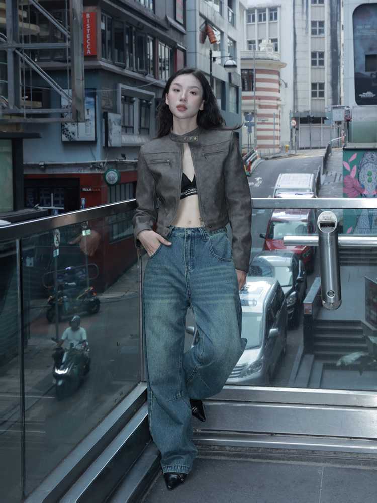 Brown Leather Motorcycle Jacket for Women – Sexy Slim Fit, American Retro Style, Autumn Trend, Short Design Brown Leather Motorcycle Jacket for Women – Sexy Slim Fit, American Retro Style, Autumn Trend, Short Design