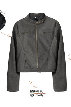 Brown Leather Motorcycle Jacket for Women – Sexy Slim Fit, American Retro Style, Autumn Trend, Short Design