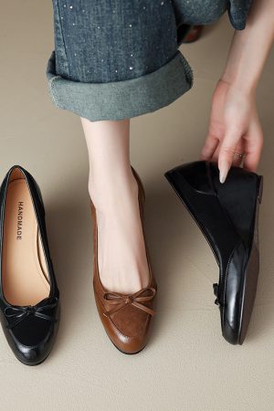 Brown Suede Bow Wedge Heels for Women - Spring Summer 2025 Elegant Cutout Design, Y2K Inspired Fashion