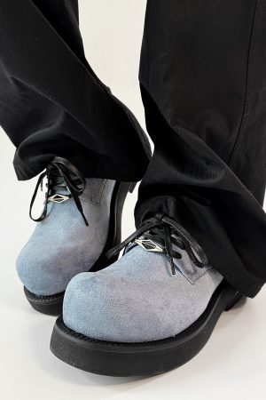 Brown Suede Derby Shoes for Men and Women - Low-Top Thick-Soled Height-Increasing Mickey Style Boots