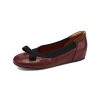 Burgundy Lambskin Ballet Flats for Women - Soft Bottom, Hidden Height, Summer Style, Large Size 41-42, Comfortable Fashion Footwear