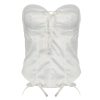 Butterfly Knot Strapless Bustier Top for Women with Back Tie and Waist Cincher, Elegant Court Style, Perfect for Y2K and Formal Events