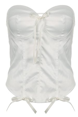 Butterfly Knot Strapless Bustier Top for Women with Back Tie and Waist Cincher, Elegant Court Style, Perfect for Y2K and Formal Events