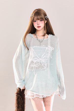 Butterfly Print Short-Sleeve T-Shirt for Women - American Style Casual Summer Top, Sweet & Spicy Loose Fit Sun Protection Cover-Up