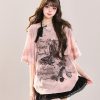 Butterfly Print Short Sleeve T-Shirt for Women - American Style Loose Sheer Summer Top, Spicy Girl OOTD Outfit