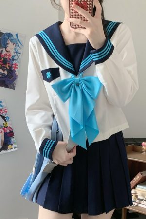 Camellia Women's Waist-Defined JK Uniform Sailor Suit Top - Summer Short Sleeve College Style with Three-Volume Design