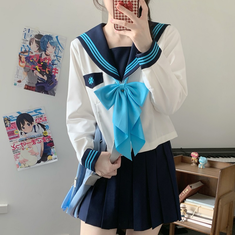 Camellia Women's Waist-Defined JK Uniform Sailor Suit Top - Summer Short Sleeve College Style with Three-Volume Design Camellia Women's Waist-Defined JK Uniform Sailor Suit Top - Summer Short Sleeve College Style with Three-Volume Design