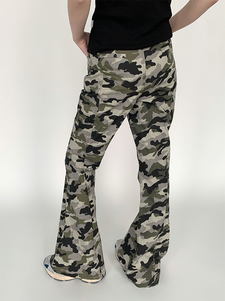 Camo Workwear Casual Split Slim-Fit Flared Wide-Leg Retro Chic Long Pants for Women - Trendy Y2K Fashion Camo Workwear Casual Split Slim-Fit Flared Wide-Leg Retro Chic Long Pants for Women - Trendy Y2K Fashion