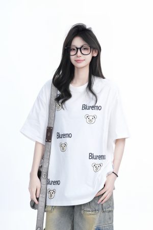 Cartoon Graphic Pink Short Sleeve T-Shirt for Women - Fun Summer Design, Loose Fit, Casual Style