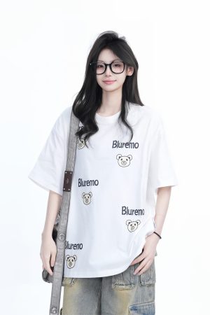 Cartoon Graphic Pink Short Sleeve T-Shirt for Women - Fun Summer Design, Loose Fit, Casual Style