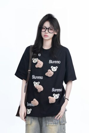 Cartoon Graphic Pink Short Sleeve T-Shirt for Women - Fun Summer Design, Loose Fit, Casual Style