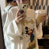 Cartoon Print Casual Oversized Long Sleeve T-Shirt for Autumn & Winter - Korean Style, Youthful and Slimming Cotton Tee