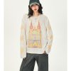 Castle Graffiti Long Sleeve T-Shirt for Women - 2024 Spring Loose Round Neck Urban Style Tee