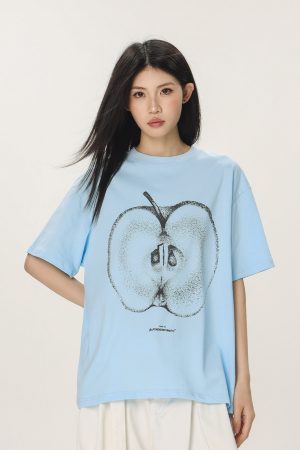 Casual Beer Captain Graphic T-Shirt for Women - Summer Loose Fit Short Sleeve Couple Top in Trendy American Style