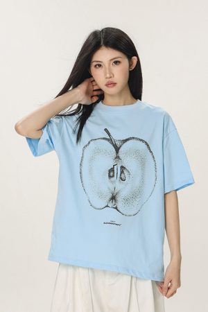 Casual Beer Captain Graphic T-Shirt for Women - Summer Loose Fit Short Sleeve Couple Top in Trendy American Style