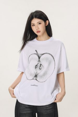 Casual Beer Captain Graphic T-Shirt for Women - Summer Loose Fit Short Sleeve Couple Top in Trendy American Style