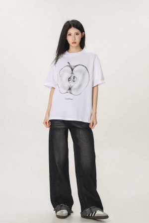 Casual Beer Captain Graphic T-Shirt for Women - Summer Loose Fit Short Sleeve Couple Top in Trendy American Style