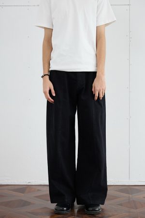 Casual Deconstructed Patchwork Wide-Leg Pants for Men - Straight Loose Fit Long Trousers, American Street Style