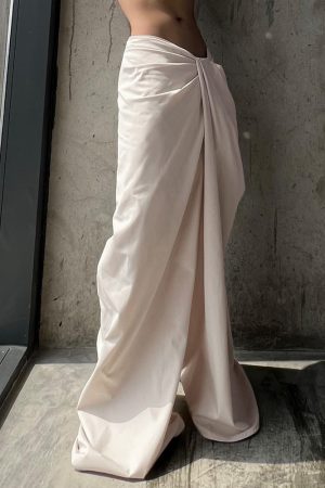 Casual Irregular Low-Waist Pleated Wide-Leg Pants for Women - Relaxed Fit Solid Color Long Trousers, Y2K Fashion