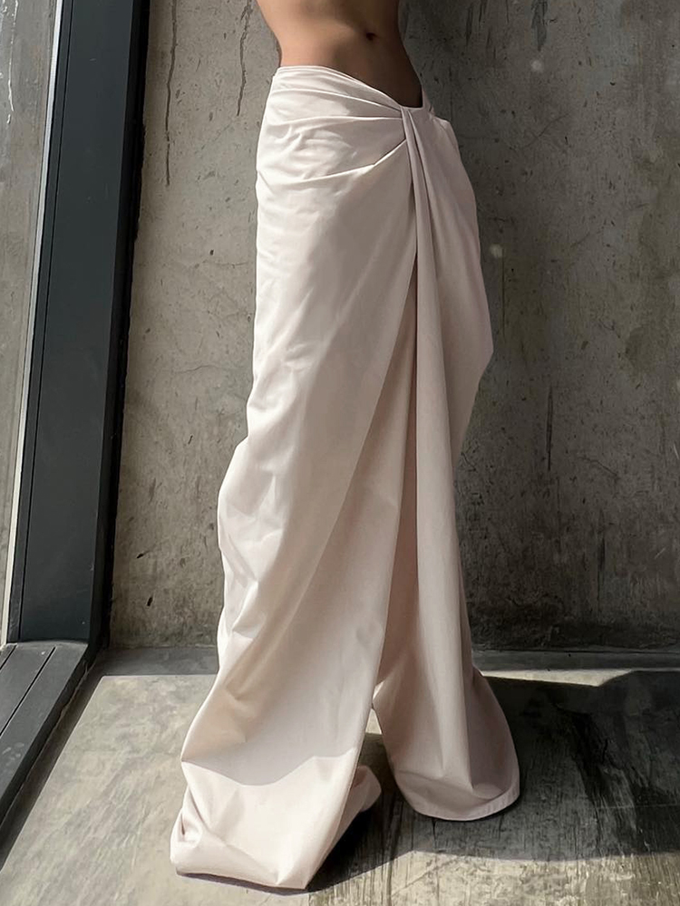 Casual Irregular Low-Waist Pleated Wide-Leg Pants for Women - Relaxed Fit Solid Color Long Trousers, Y2K Fashion Casual Irregular Low-Waist Pleated Wide-Leg Pants for Women - Relaxed Fit Solid Color Long Trousers, Y2K Fashion