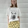 Casual Korean Style Cartoon Cat & Dog Print Short Sleeve T-Shirt for Women - Versatile Minimalist Pure Cotton Top