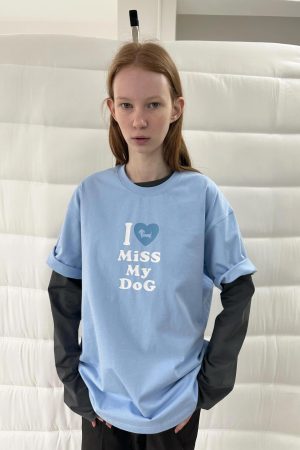 Casual Korean Style Dog Slogan Loose Fit Pure Cotton Short Sleeve T-Shirt for Women - Comfortable and Versatile Fashion