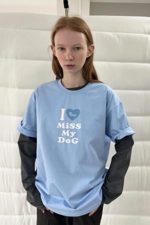 Casual Korean Style Dog Slogan Loose Fit Pure Cotton Short Sleeve T-Shirt for Women - Comfortable and Versatile Fashion