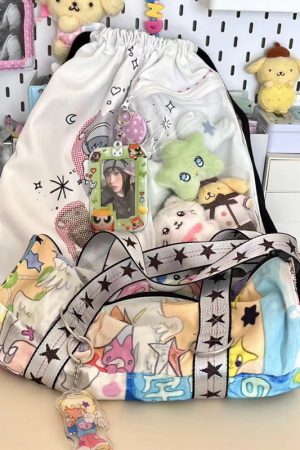 Casual Large Capacity Nylon Drawstring Backpack for Commuting - Cute Sweet Small Double Shoulder Bag 2025