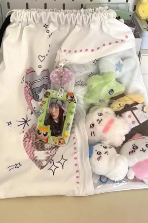 Casual Large Capacity Nylon Drawstring Backpack for Commuting - Cute Sweet Small Double Shoulder Bag 2025