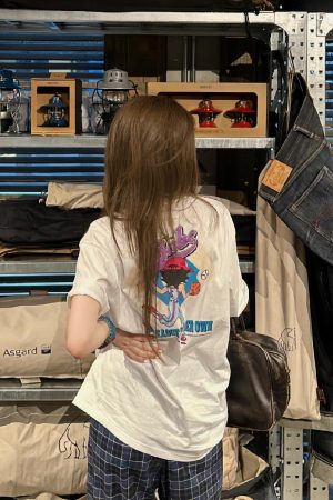 Casual Loose Fit Cartoon Print Short Sleeve T-Shirt for Summer - Versatile Pure Cotton Tee for Sweet Fun Style