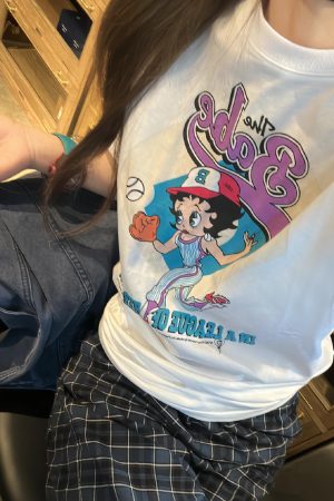 Casual Loose Fit Cartoon Print Short Sleeve T-Shirt for Summer - Versatile Pure Cotton Tee for Sweet Fun Style