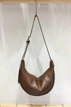 Casual Solid Color Soft Leather Croissant Dumpling Bag - Versatile Shoulder Crossbody Bag for Everyday Style