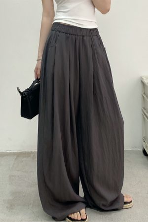 Casual Wide-Leg Pants in Water-Washed Faux Tencel - Soft, Heavy-Duty, Cool Feel, Lazy Tone Shambon Style