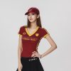 Casual Women's V-Neck Slim Fit Short Sleeve T-Shirt - Beer Team Captain Graphic, Summer Style, Perfect for Sports and Everyday Wear