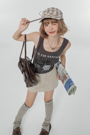 Cat Print Camisole for Women - Unique Summer Outerwear with Round Neck - Trendy Girly Style