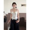 Ceiling White Spaghetti Strap Women's Summer Lace Splicing Slim-Fit Tank Top - Sexy Fishbone Design for a Chic Look