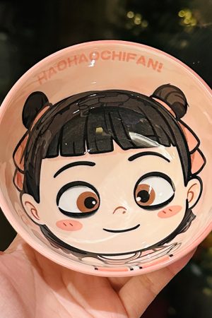 Ceramic Rice Bowl Set - Colorful Underglaze Dessert and Ice Cream Bowls for Kids - High-Value Tableware for Home Dining