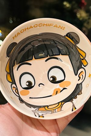 Ceramic Rice Bowl Set - Colorful Underglaze Dessert and Ice Cream Bowls for Kids - High-Value Tableware for Home Dining