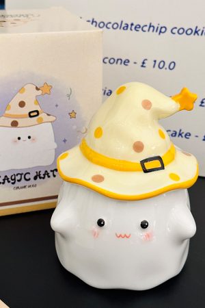 Charming Ceramic Graduation Mug for Girls, Stylish Ghost Design with Lid, Perfect Birthday Party Favor