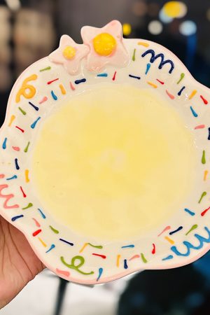 Charming Embossed Flower Dinnerware Set for Girls - Under-glaze Ceramic Yogurt Bowls and Plates, Cute Floral Design