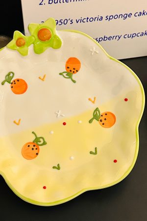 Charming Embossed Flower Dinnerware Set for Girls - Under-glaze Ceramic Yogurt Bowls and Plates, Cute Floral Design