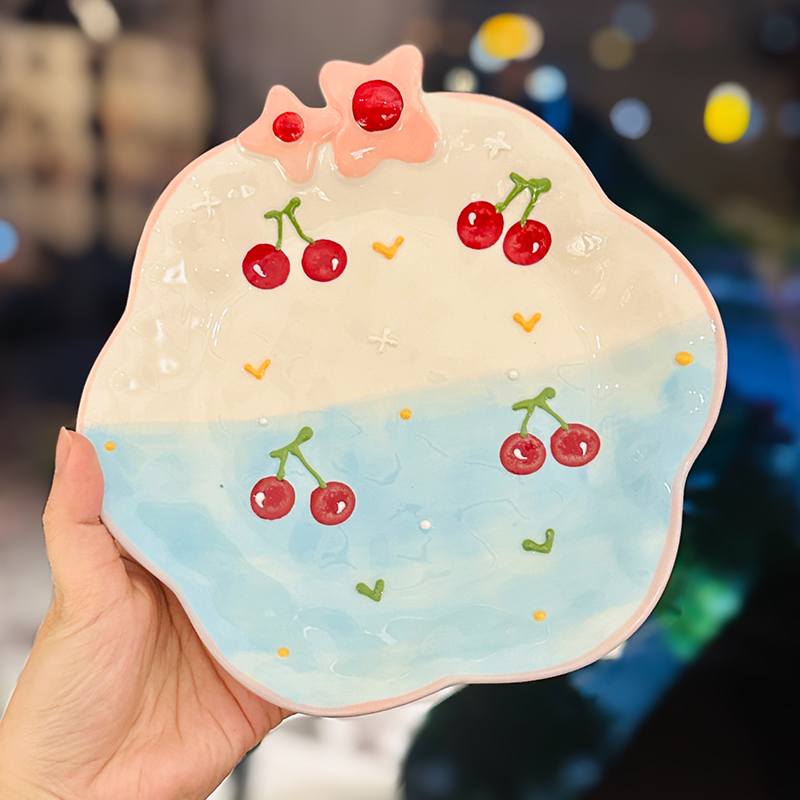 Charming Embossed Flower Dinnerware Set for Girls - Under-glaze Ceramic Yogurt Bowls and Plates, Cute Floral Design Charming Embossed Flower Dinnerware Set for Girls - Under-glaze Ceramic Yogurt Bowls and Plates, Cute Floral Design